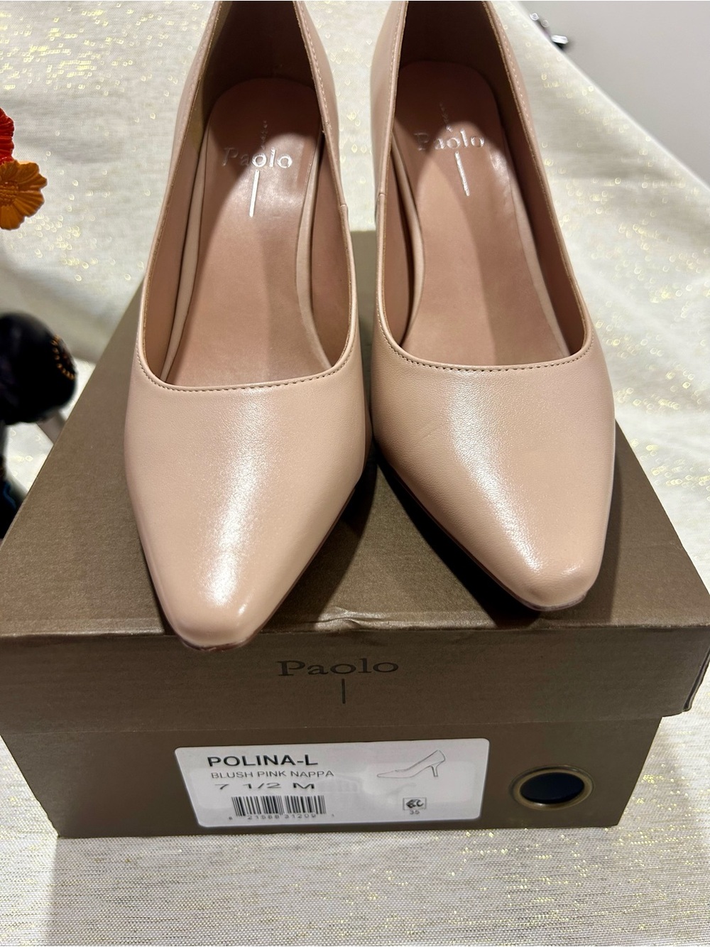 Paolo Blush Pink Pointed Toe Leather Pumps